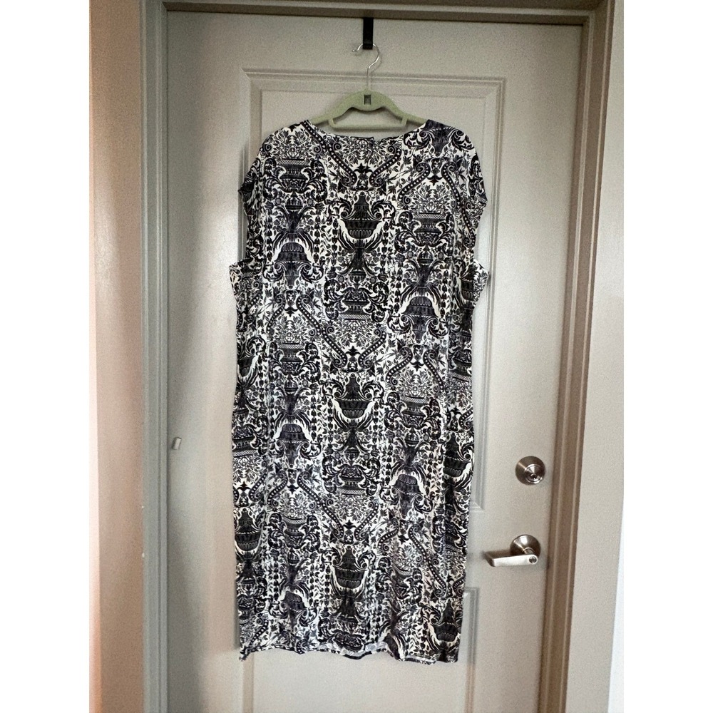 MM.LaFleur Baroque Print Midi Shift Dress Print Black White +1 1X - Picture 8 of 9
